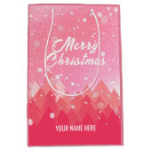 Pink White Snow Peaceful Forest kerst Nieuwjaar Medium Cadeauzakje (Voorkant)
