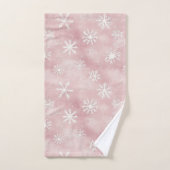 Pink White Snowflakes Christmas (Serviette à main)