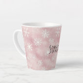 Pink White Snowflakes Christmas Latte Mok (Linkerhoek)