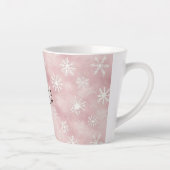 Pink White Snowflakes Christmas Latte Mok (Rechts)
