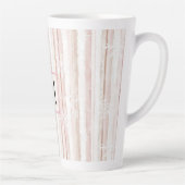 Pink White Snowflakes Stripes Monogram Latte Mok (Rechts)
