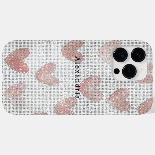 Pink White Sparkle Hearts Case-Mate iPhone Case (Achterkant (horizontaal))