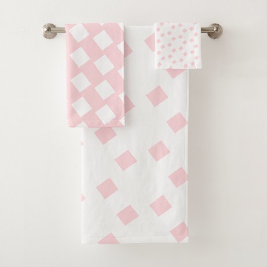 Pink & White Square Bathroom Towel Sets (En situation)