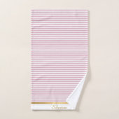 PINK WHITE STRIPTE TRIM TOWEL SET BAD HANDDOEK (Handdoek)