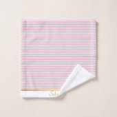 PINK WHITE STRIPTE TRIM TOWEL SET BAD HANDDOEK (Wasdoekje)