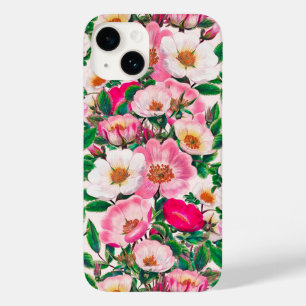 Pink & White Wild Roos Flowers Patroon Case-Mate iPhone 14 Hoesje