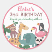 Pink Wild Animal Ronde Sticker (Voorkant)