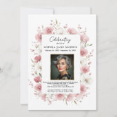 Pink Wild Flowers Funeral Invitation (Devant)