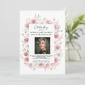 Pink Wild Flowers Funeral Invitation (Debout devant)