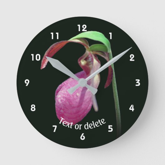 Pink Wild Lady Slipper Flower Personalized Ronde Klok (Voorkant)