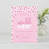 Pink Wild One Girl First Birthday Invitation (Debout devant)