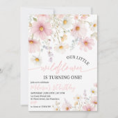 Pink Wildflower 1st Birthday Invitation (Devant)