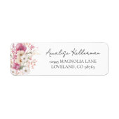 Pink Wildflower Return Address Etiket (Voorkant)