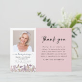 Pink Wildflower Sympathie Funeral Bedankkaart (Staand voorkant)