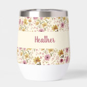 Pink Wildflower Watercolor Monogram Named (Arrière)