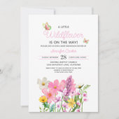 Pink Wildflowers Theme Baby shower Kaart (Voorkant)