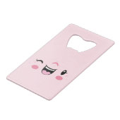 Pink Winking Kawaii Face Carte de crédit Ouverture (Devant Angle)