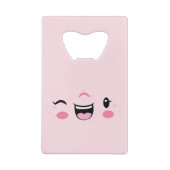 Pink Winking Kawaii Face Carte de crédit Ouverture (Dos)