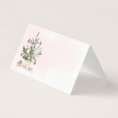 Pink Winter christmas tree Baby Shower place card (Front)