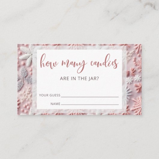 Pink Winter Devine combien de bonbons carte (Devant)