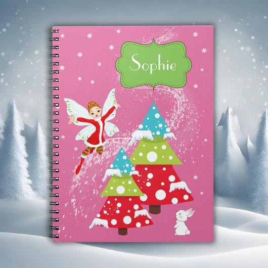 Pink Winter Fairy Nom personnalisé Carnet