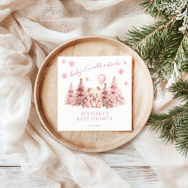 Pink Winter Festive Teddy Bear Baby Girl Shower Servet