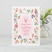 Pink Winter Girl Baby Shower Invitation (Debout devant)
