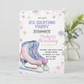 Pink winter ice skating invitation (Debout devant)