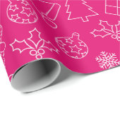 Pink Winter Kerstpatroon Cadeaupapier (Rol Hoek)