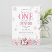 Pink Winter ONEderland Invitation (Debout devant)