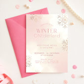 Pink Winter Onederland Snowflake 1st Birthday Kaart