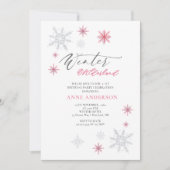 Pink Winter Onederland Snowflakes 1st Birthday Kaart (Voorkant)