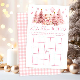 Pink Winter Teddy Bear Baby Girl Shower Game Bingo