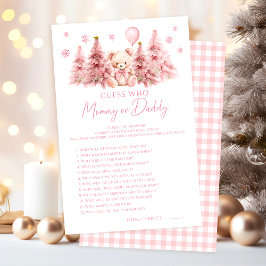 Pink Winter Teddy Bear Baby Mommy or Daddy Game