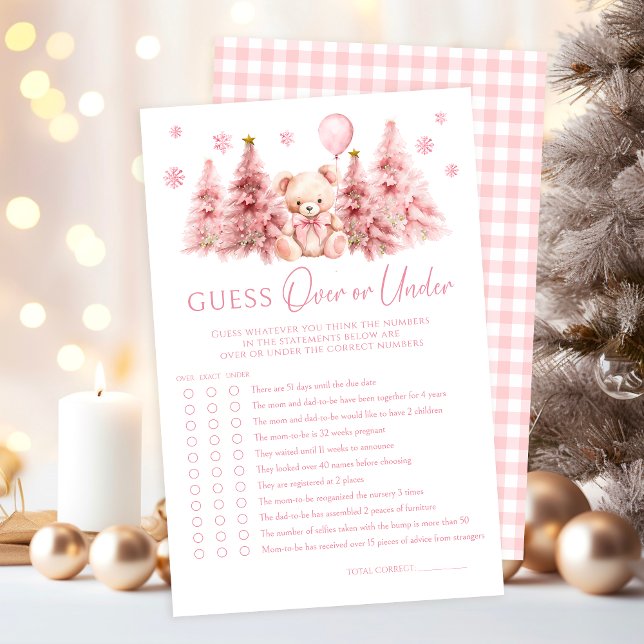 Pink Winter Teddy Bear Bow Baby Over or Under Game (Creator heeft geüpload)