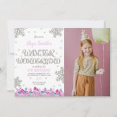 Pink Winter Wonderland Anniversaire Invitations ph (Devant)