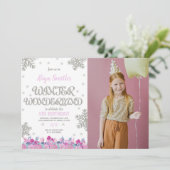 Pink Winter Wonderland Anniversaire Invitations ph (Debout devant)
