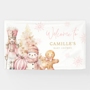 Pink Winter Wonderland Baby shower Welkom Spandoek
