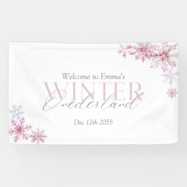 Pink Winter Wonderland Snowflake First Birthday Spandoek