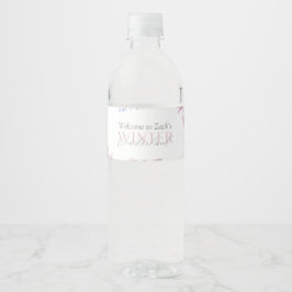 Pink Winter Wonderland Snowflake First Birthday Waterfles Etiket