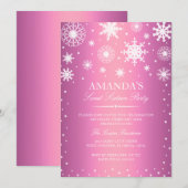 Pink Winter Wonderland Sweet 16 Invitation (Devant / Derrière)