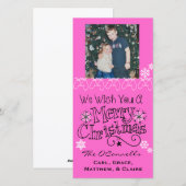 Pink Wish You Joyeux Carte photo de Noël (Devant / Derrière)