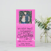Pink Wish You Joyeux Carte photo de Noël (Debout devant)