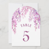 Pink Wisteria Arch Table Number Kaart (Voorkant)