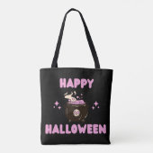 Pink Witch Cauldron Happy Hallowen Draagtas (Achterkant)