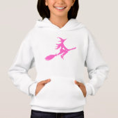 Pink Witch on a Broom T-Shirt – Magical & Fun (Voorkant)