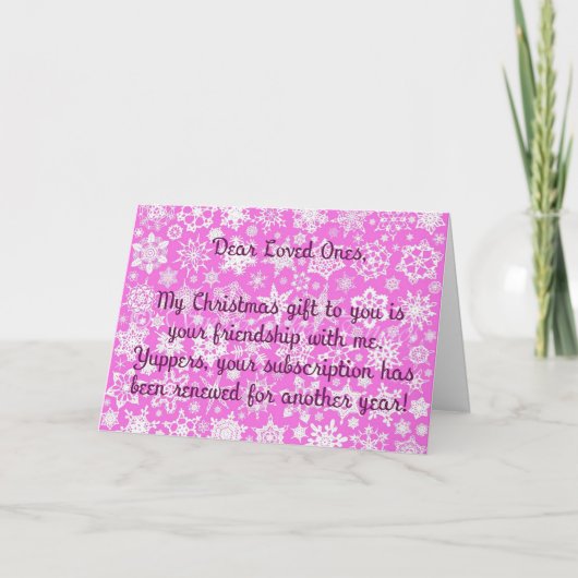 Pink with Snowflakes Snarky Christmas Card Kaart (Voorkant)