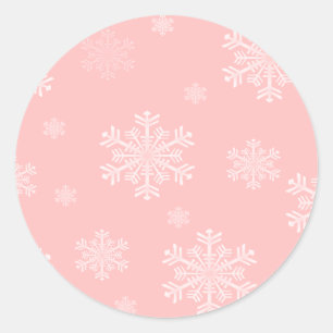 Pink with White Snowflakes - Stickers de Noël