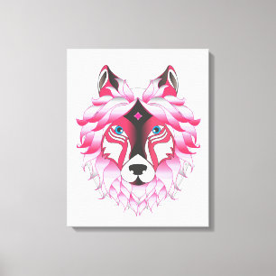 Pink Wolf Canvas Afdruk