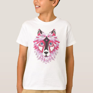 Pink Wolf Head Artwork T-shirt